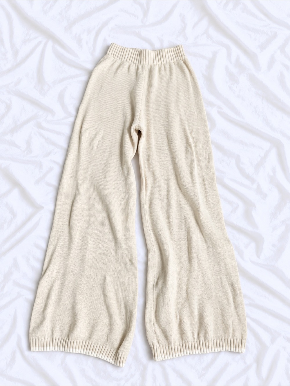 Sincerely Jules Cream Knit Wide-Leg Joggers